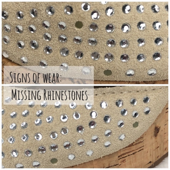 Steve Madden Glitery Rhinestones Suede Leather Cork Peep Toe Wedge Heels 6.5M - Picture 3 of 10